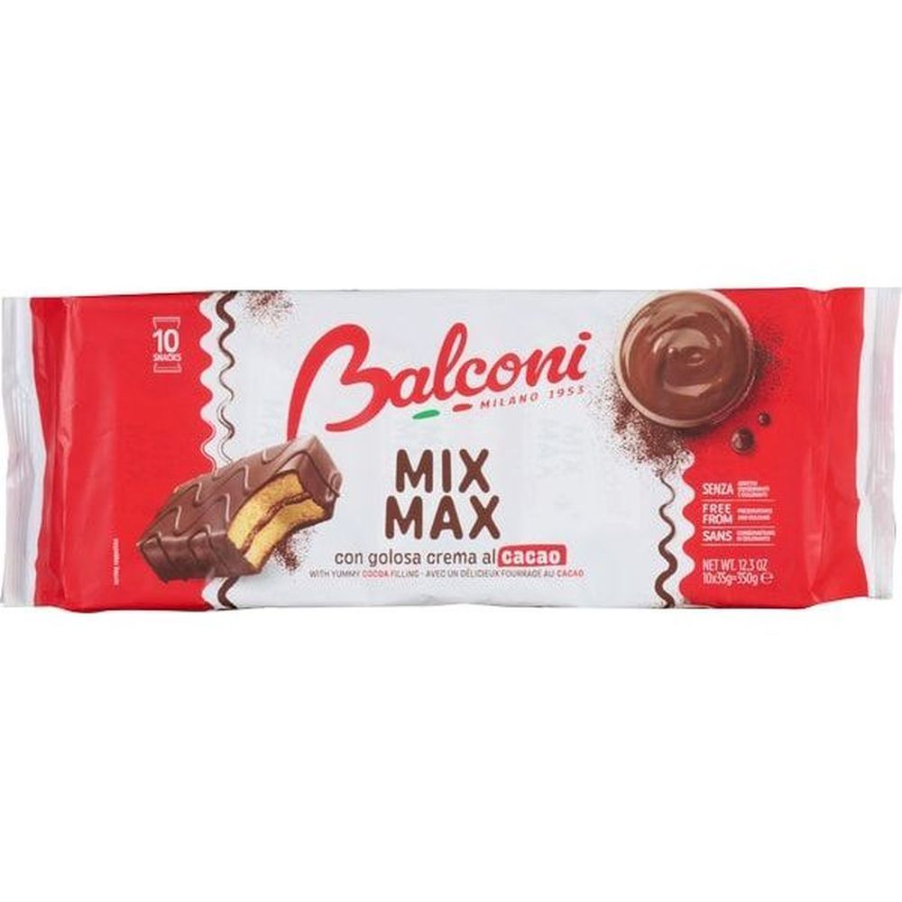 Balconi Gâteau Éponge Moelleux Mixmax À La Crème De Cacao, 350 G -- 15 Par Boîte