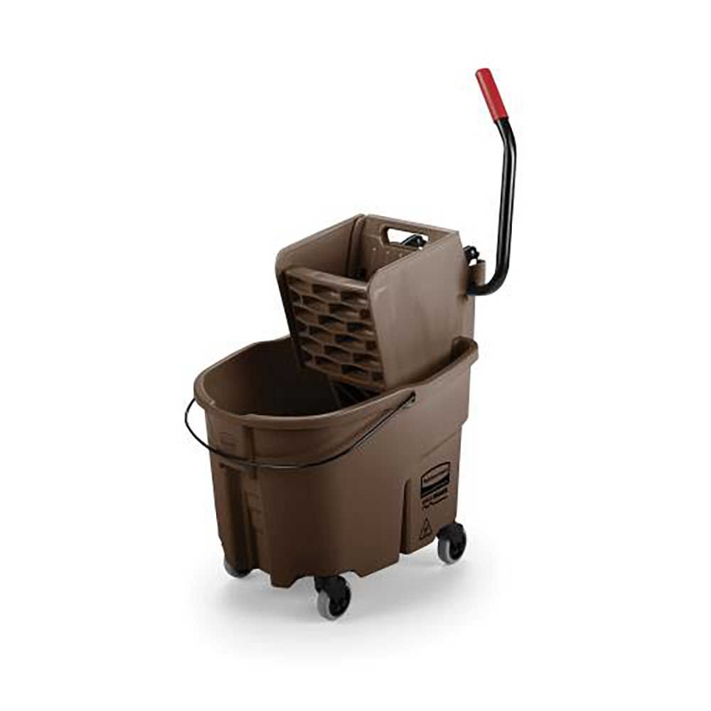 Rubbermaid Commercial Brown Wavebrake Side Press Bucket And Wringer - Combo, 35 Qt Capacity