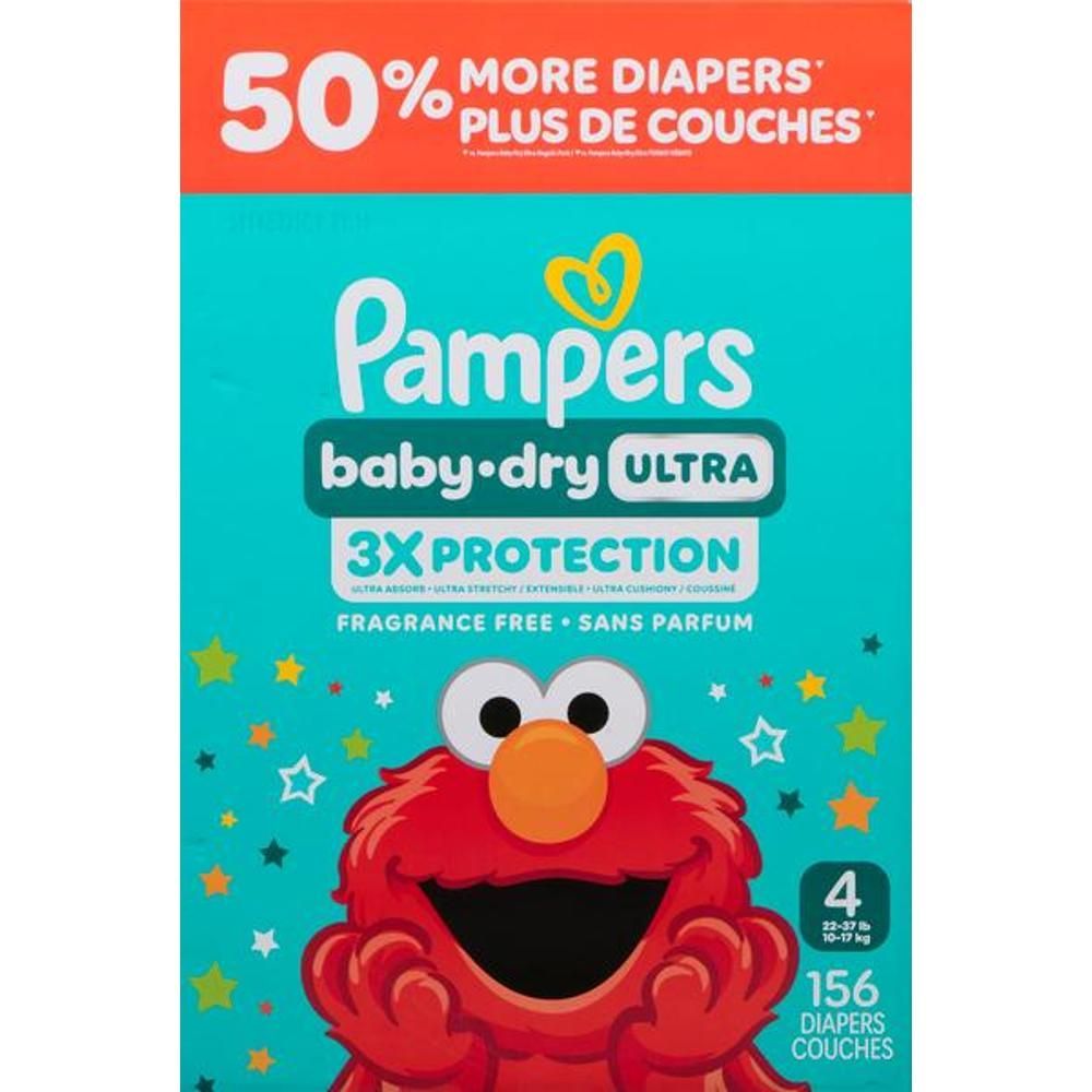 Pampers Couches Baby Dry Taille 4 Mega Xxl Ultra, Paquet De 168