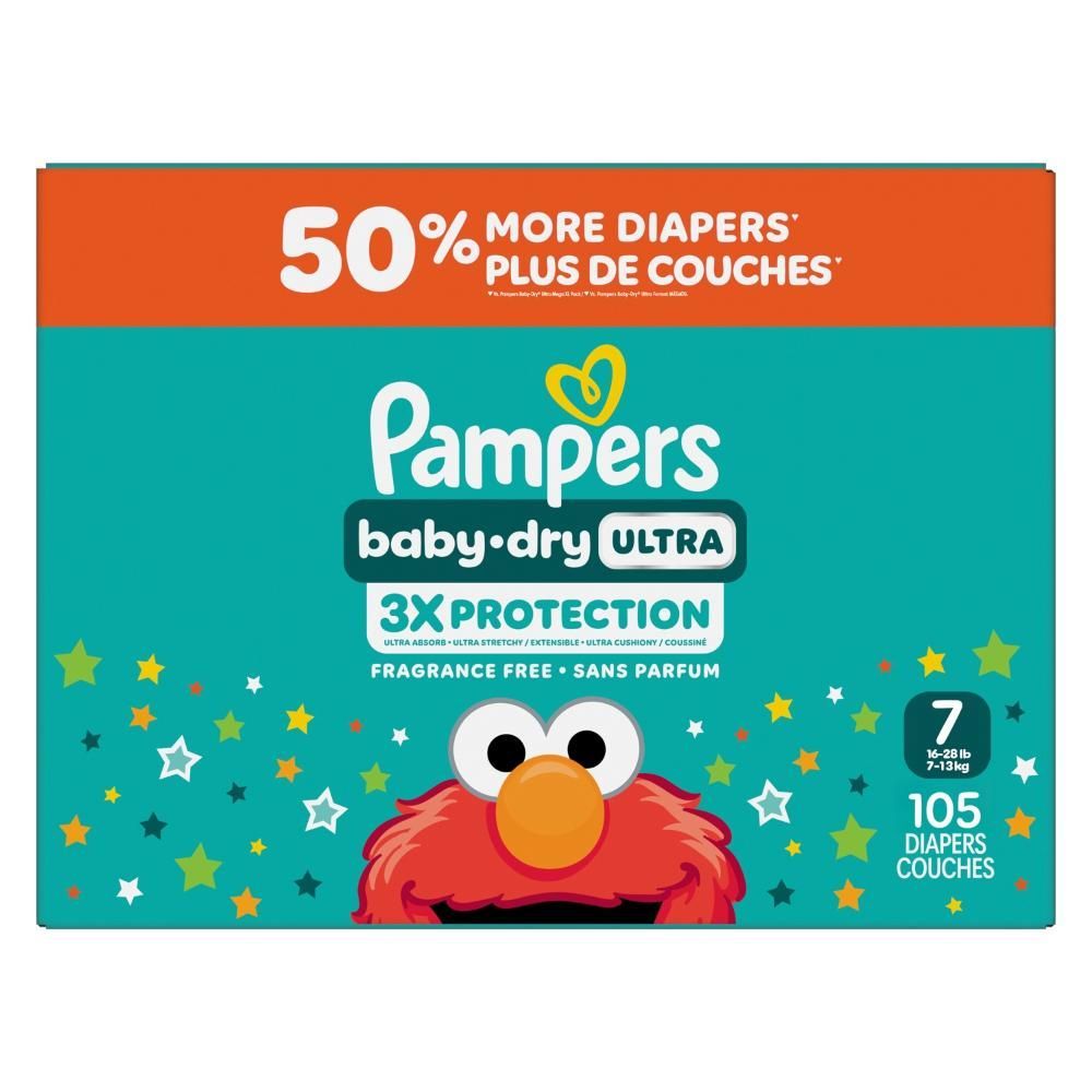 Pampers Couches Baby Dry Mega Xxl Ultra Taille 7, Paquet De 105