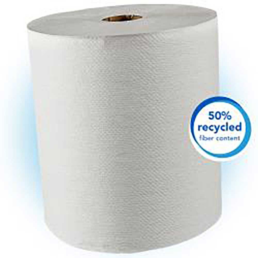 Scott 50 Percent Recycled White Fiber Paper Towel Roll, 8 In X 600 Ft -- 12 Per Case
