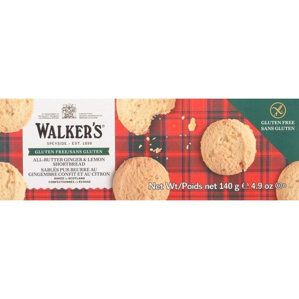 Walkers Gluten-free Ginger And Lemon Shortbread, 140 G -- 12 Per Case