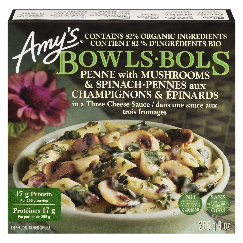 Amy's Penne With Mushrooms And Spinach Bowl, 255 G -- 12 Per Case