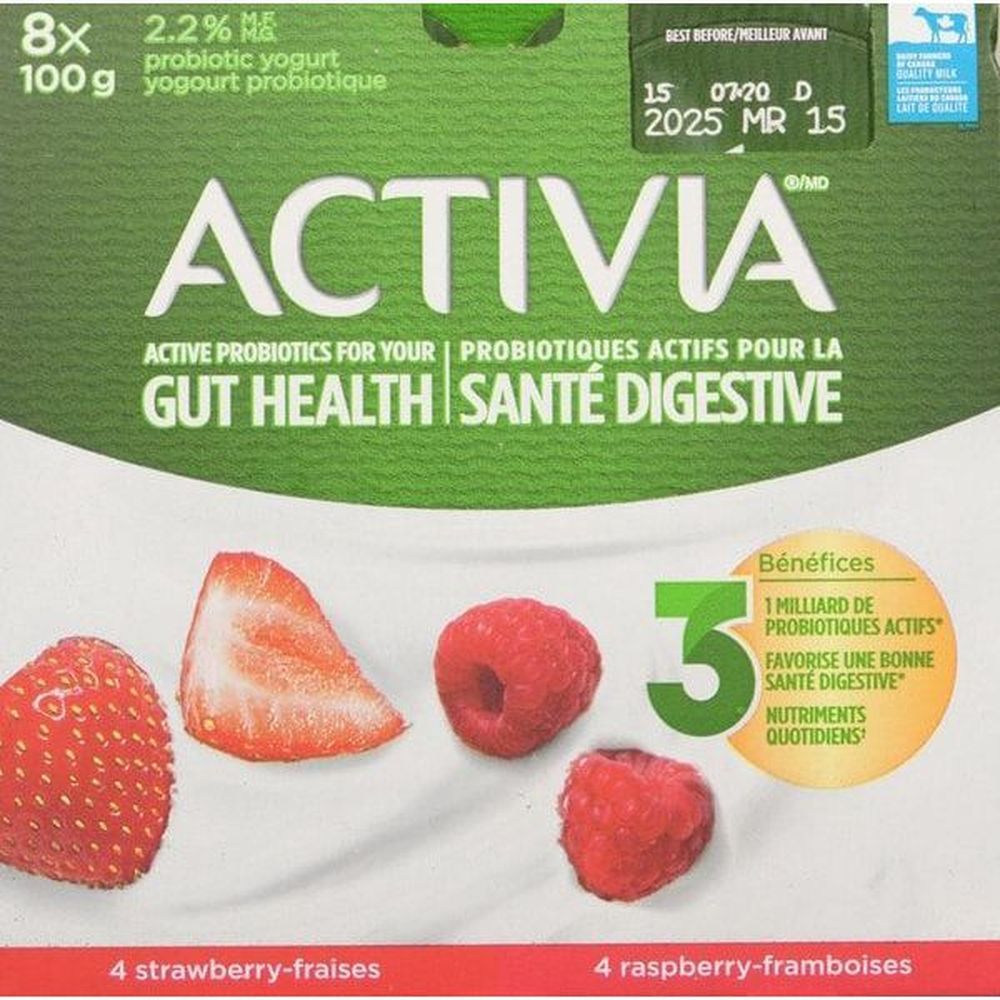 Activia De Yaourt Probiotique À La Framboise Et À La Fraise, 100 G -- 48 Par Boîte