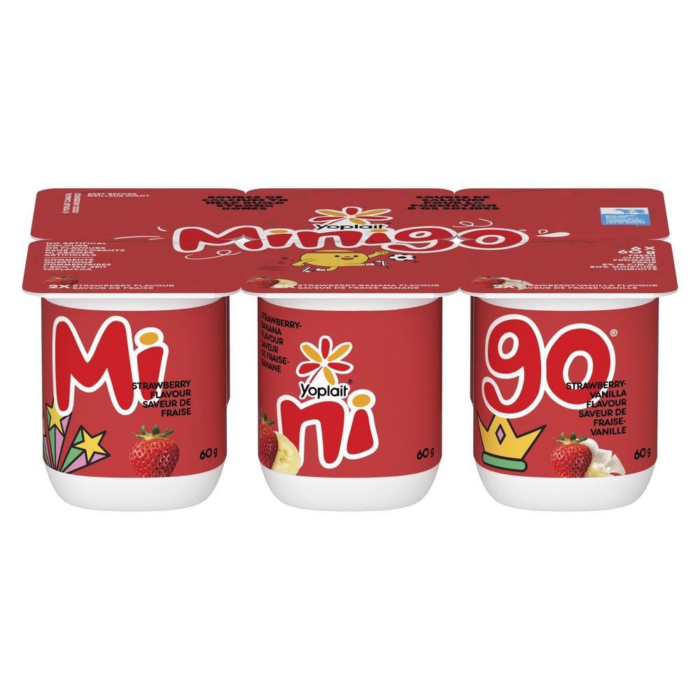 Yoplait Minigo 2 Percent Milk Fat Fresh Cheese Strawberry/ Strawberry Banana/strawberry Vanilla Kid Yogurt, 6 Count -- 12 Per Case