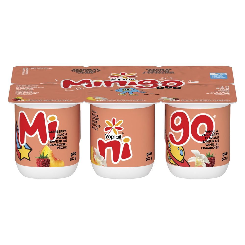 Yoplait Minigo Duo 2 Percent Milk Fat Fresh Cheese Raspberry Peach/peach Vanilla/vanilla Raspberry Kid Yogurt, 6 Count -- 12 Per Case