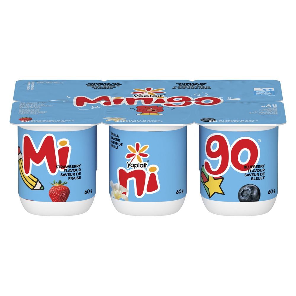 Yoplait Minigo 2 Percent Milk Fat Fresh Cheese Blueberry/ Strawberry/vanilla Kid Yogurt, 6 Count -- 12 Per Case