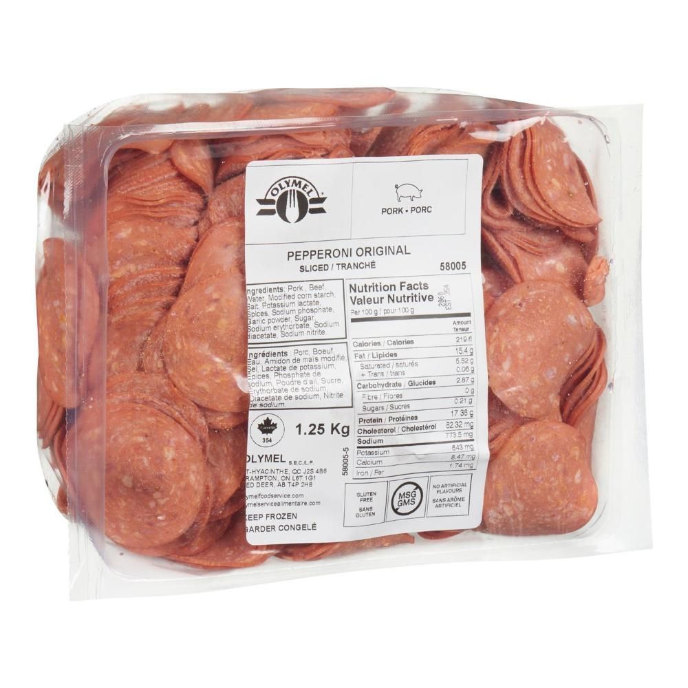 Olymel 2.2 Inch Dia. Original Sliced Pepperoni, 2.5 Kg - 2 Per Case
