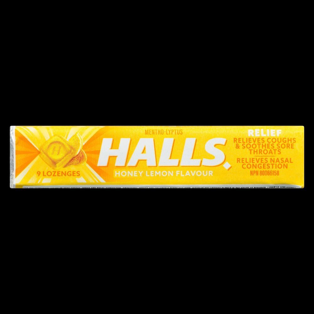 Halls Honey Lemon Cough Drops, 9 Count -- 480 Per Case