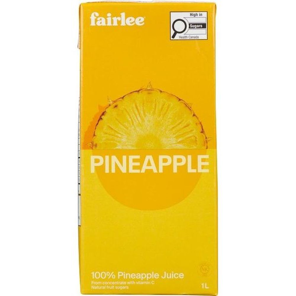 Fairlee 100 Percent Pineapple Juice, 1 L -- 12 Per Case