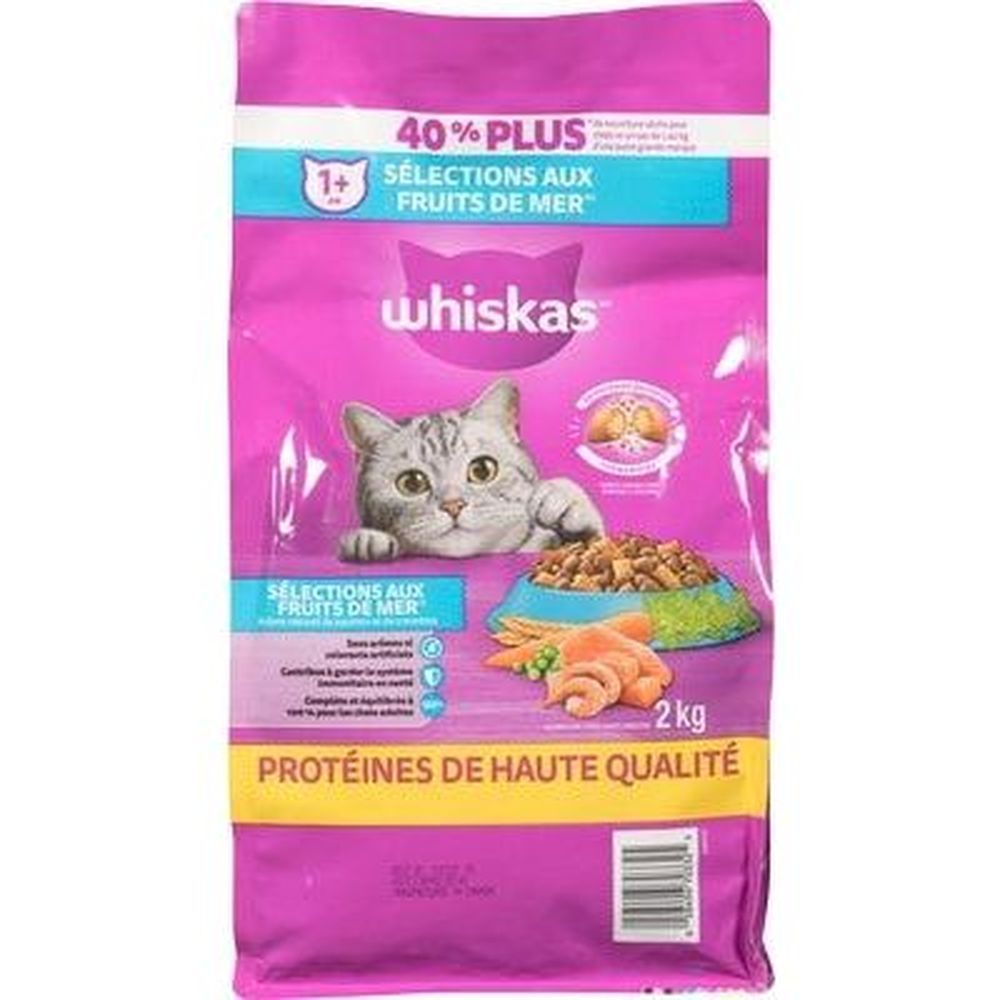 Whiskas Croquettes Pour Chats Au Goût De Fruits De Mer, 2 Kg -- 5 Par Boîte