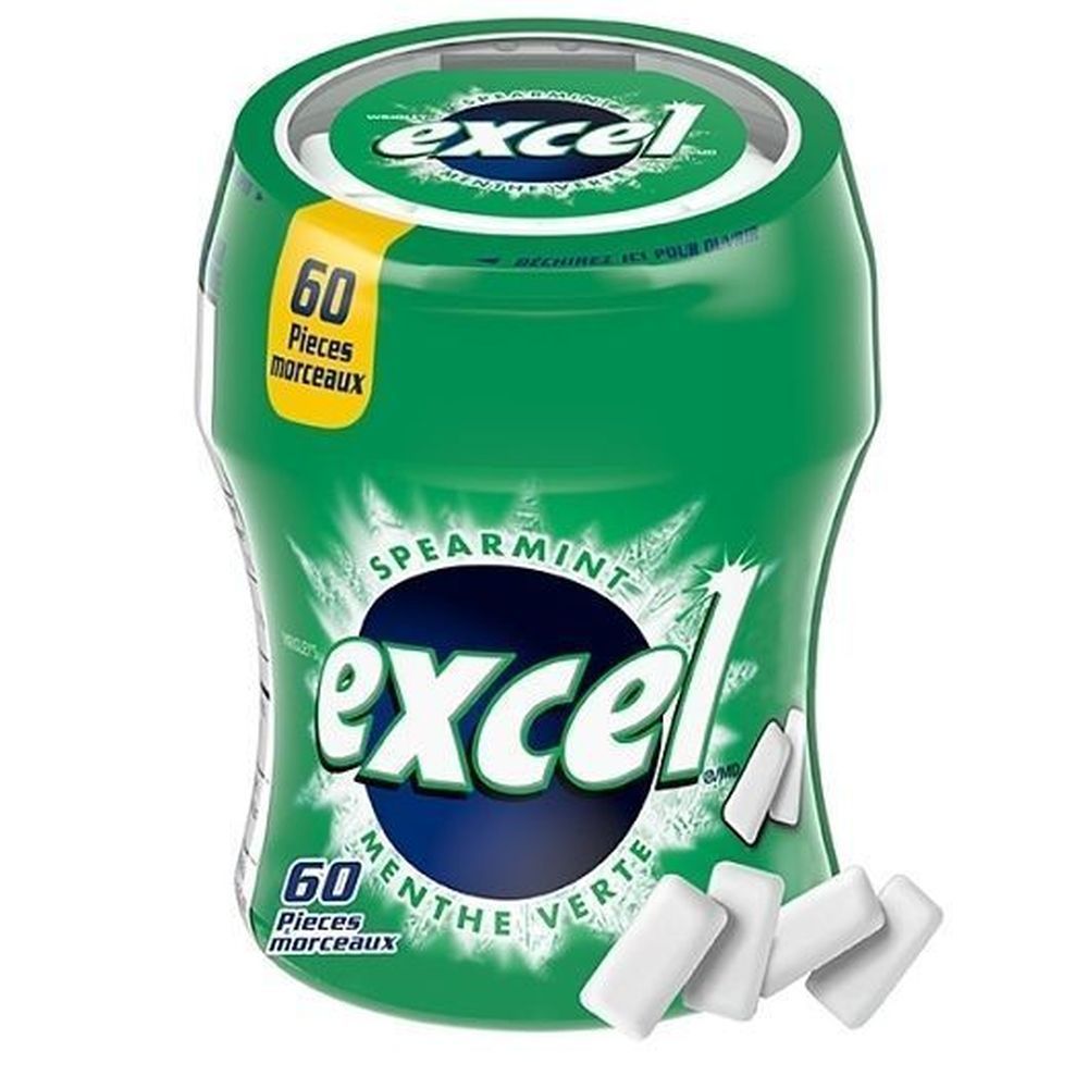 Excel Spearmint Sugar Free Gum, 60 Count Bottle -- 24 Per Case