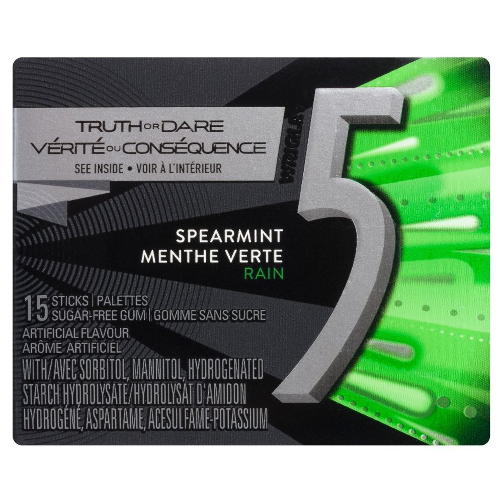 '5" Chewing-gum Sans Sucre Spearmint Rain, 15 Bâtonnets – 120 Par Boîte