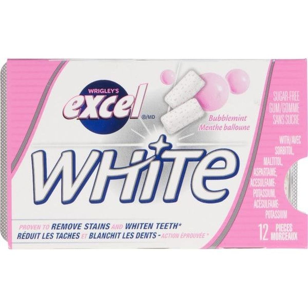Excel White Chewing-gum Bubblemint Sans Sucre - Paquet Individuel De 12 Unités -- 18 Par Carton