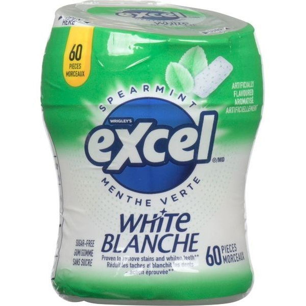 Excel White Spearmint Sugar Free Gum, 60 Count Bottle -- 24 Per Case