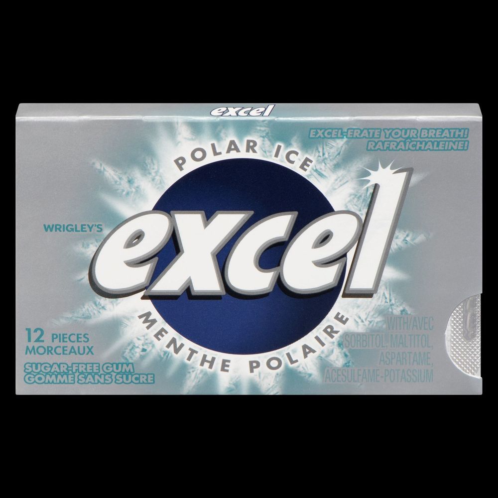 Excel Polar Ice Chewing-gum Sans Sucre, Paquet De 12 (18 Par Boîte)