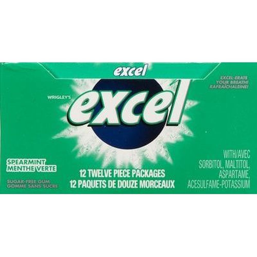 Excel Spearmint Chewing-gum Sans Sucre - Unité, Paquet De 12 -- 18 Par Boîte