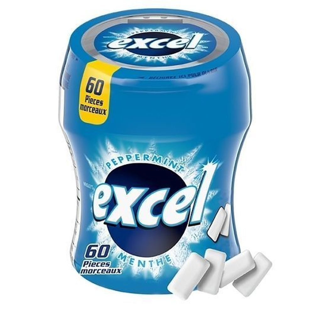 Excel Peppermint Sugar Free Gum, 60 Count Bottle -- 24 Per Case