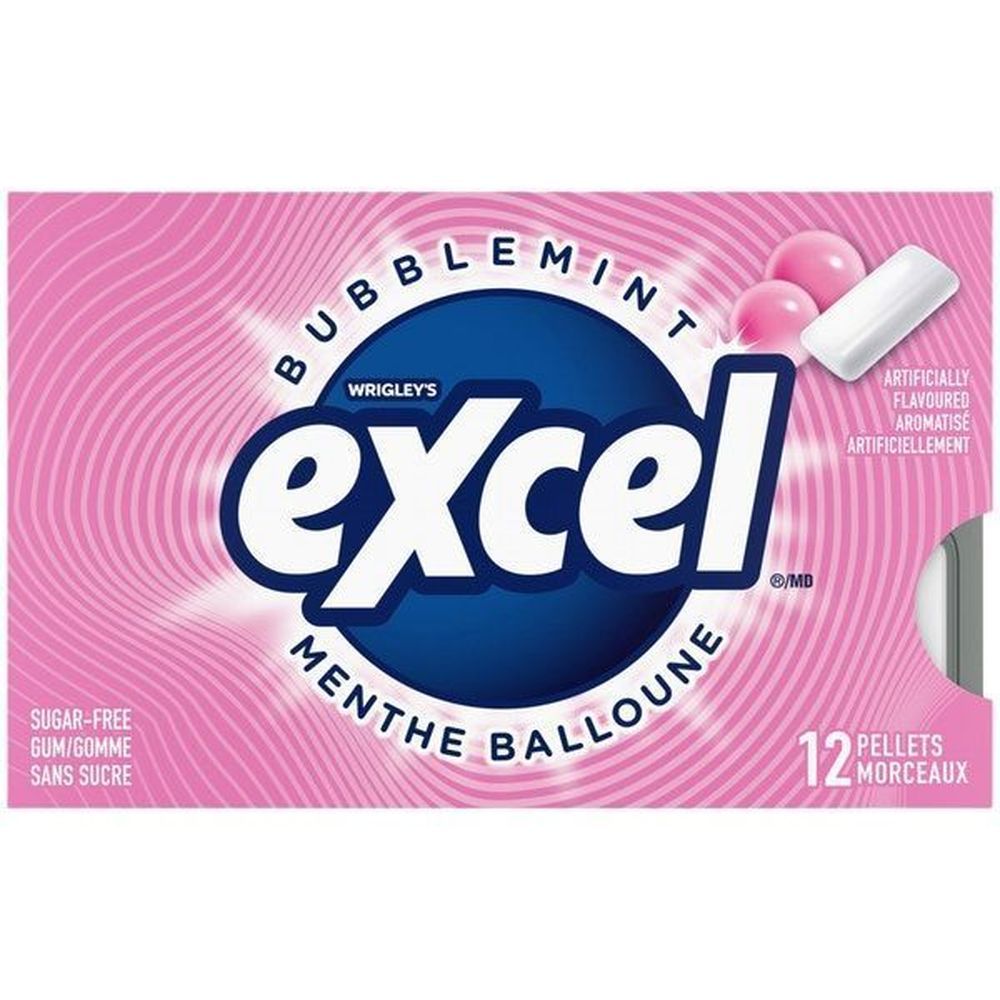 Excel Bubblemint Chewing-gum Sans Sucre, Paquet De 12 (18 Par Boîte)