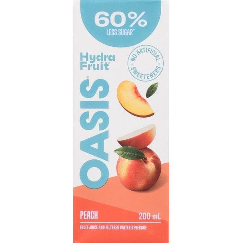 Oasis Hydrafruit Peach Juice, 200 Ml -- 32 Per Case