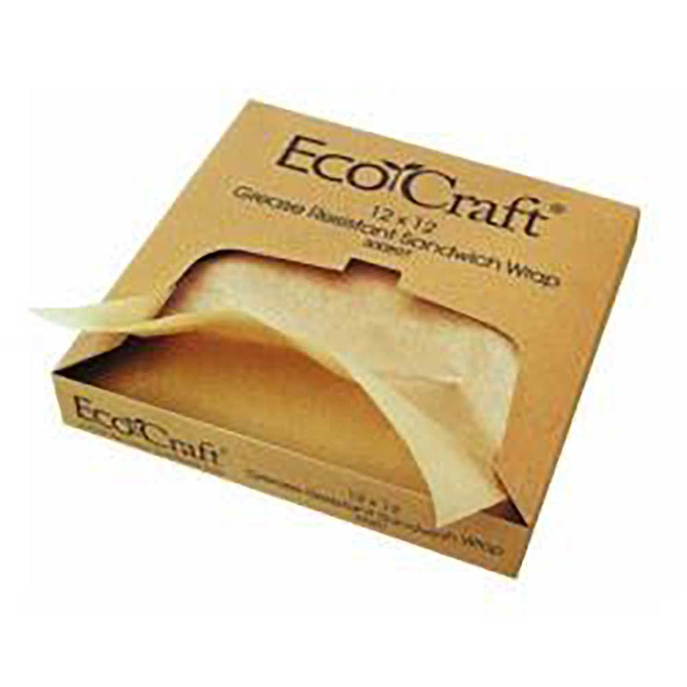 Ecocraft Grease Resistant Sandwich Wrap Deli Paper, 12 X 12 In -- 5000 Per Case