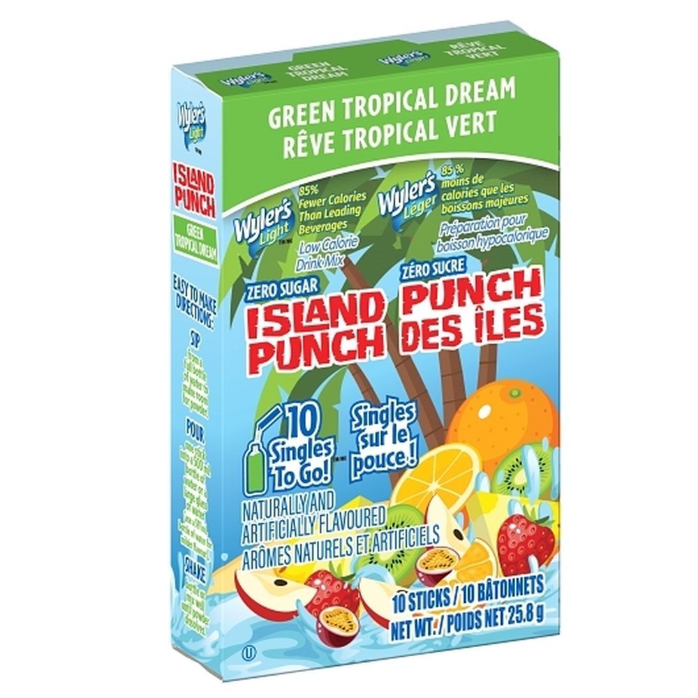 Wyler's Light Green Tropical Dream Sugar Free Island Punch Drink Mix, 25.8 G -- 12 Per Case