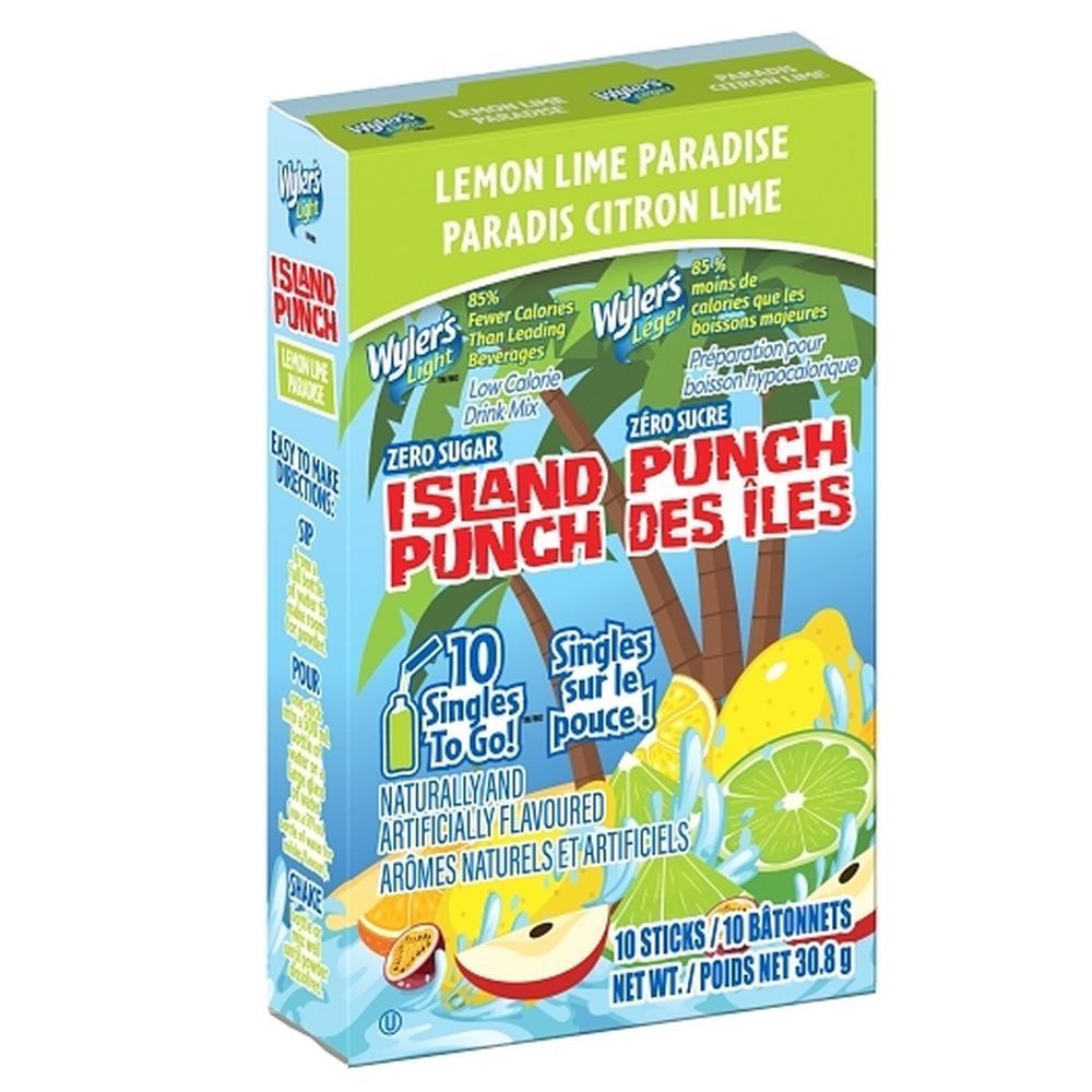 Wyler's Light Lemon Lime Paradise Sugar Free Island Punch Drink Mix, 30.8 G -- 12 Per Case