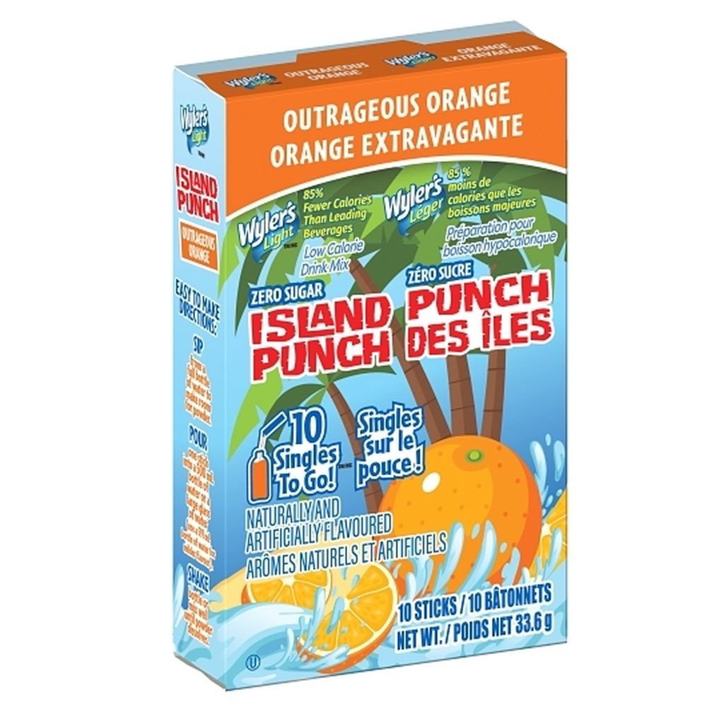 Wyler's Light Orange Sugar Free Island Punch Drink Mix, 33.6 G -- 12 Per Case