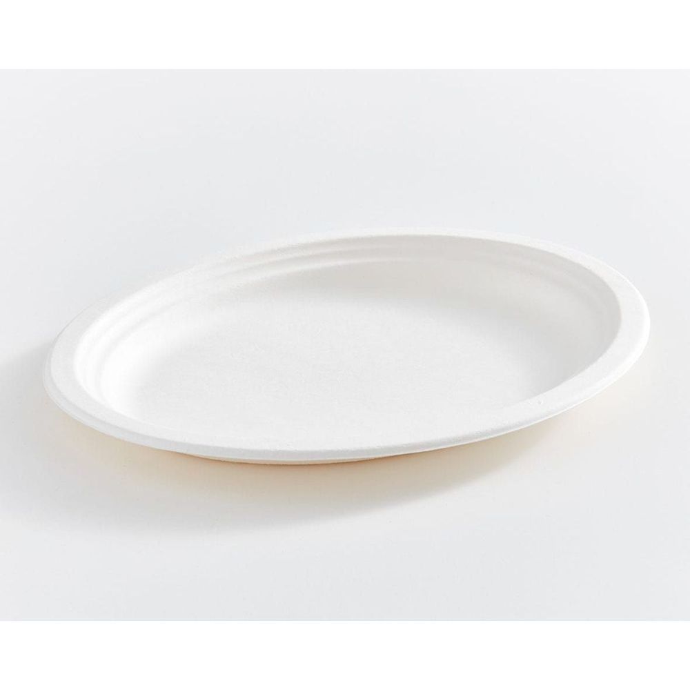 Eco Guardian Compostable Bagasse Oval Fibre Plate, 12.5 In -- 500 Per Case