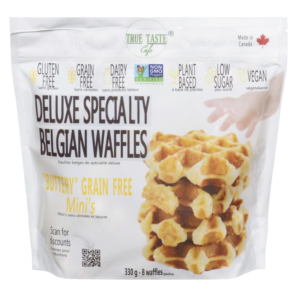 True Taste Cafe Buttery Grain Free Mini Belgian Waffles, 330 G -- 12 Per Case