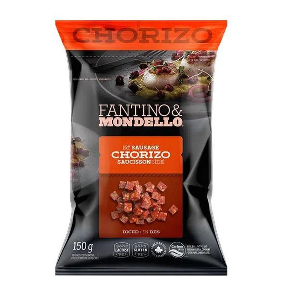 Fantino & Mondello Gluten Free Diced Dry Sausage Chorizo, 150 G - 12 Per Case