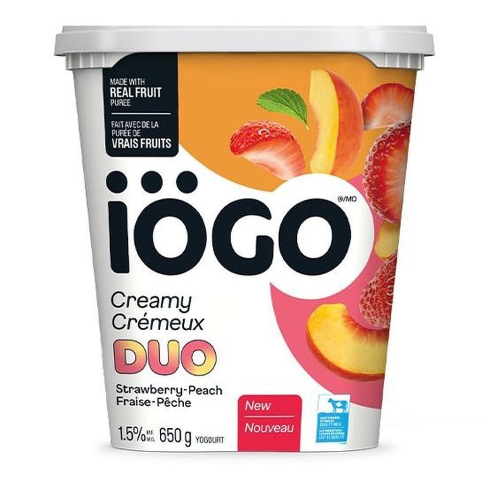 Iogo Duo Strawberry/peach Creamy Yogurt, 650 G - 6 Per Case