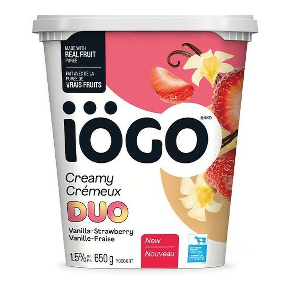 Iogo Duo Vanilla/strawberry Creamy Yogurt, 650 G - 6 Per Case