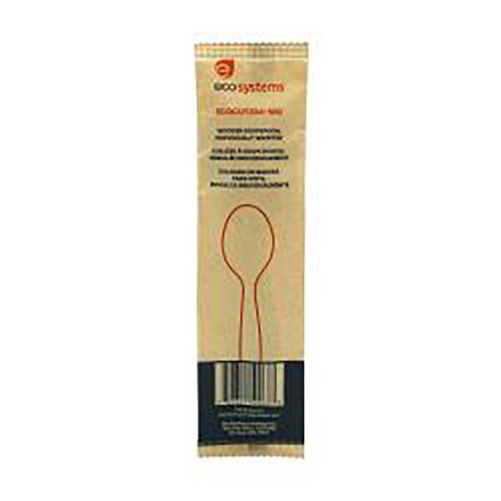 Ecosystems Individually Wrapped Brown Wooden Soupspoon -- 1000 Per Case