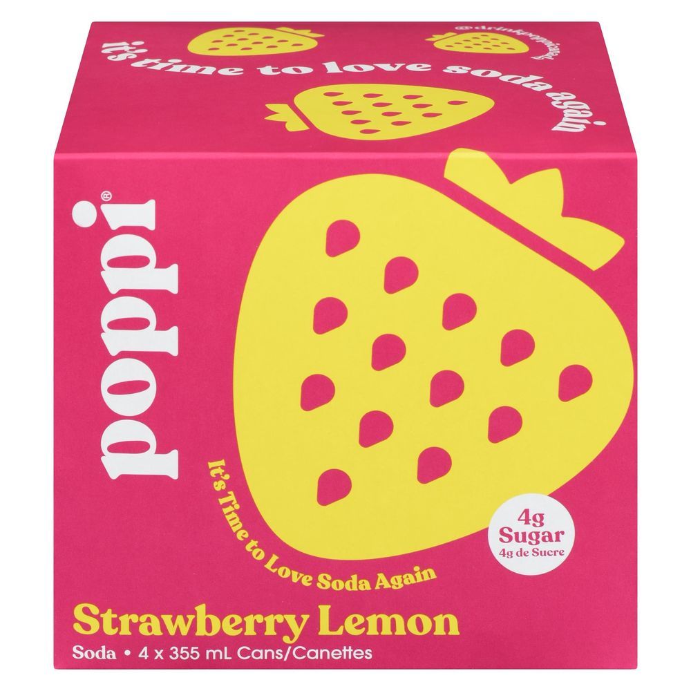 Poppi 355 Ml Strawberry Lemon Soda, 4 Count -- 6 Per Case