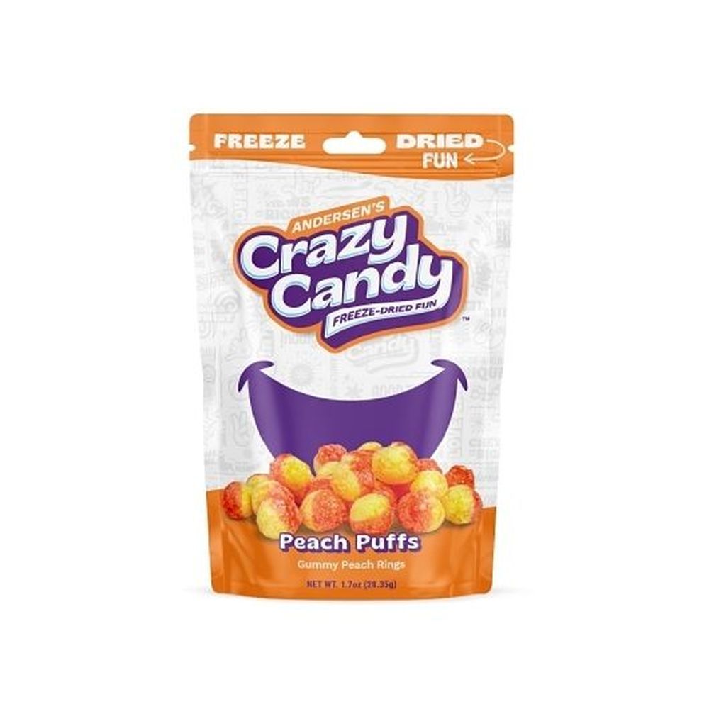 Crazy Candy Freeze Dried Fun Peach Puffs Candy, 48.19 G -- 12 Per Case