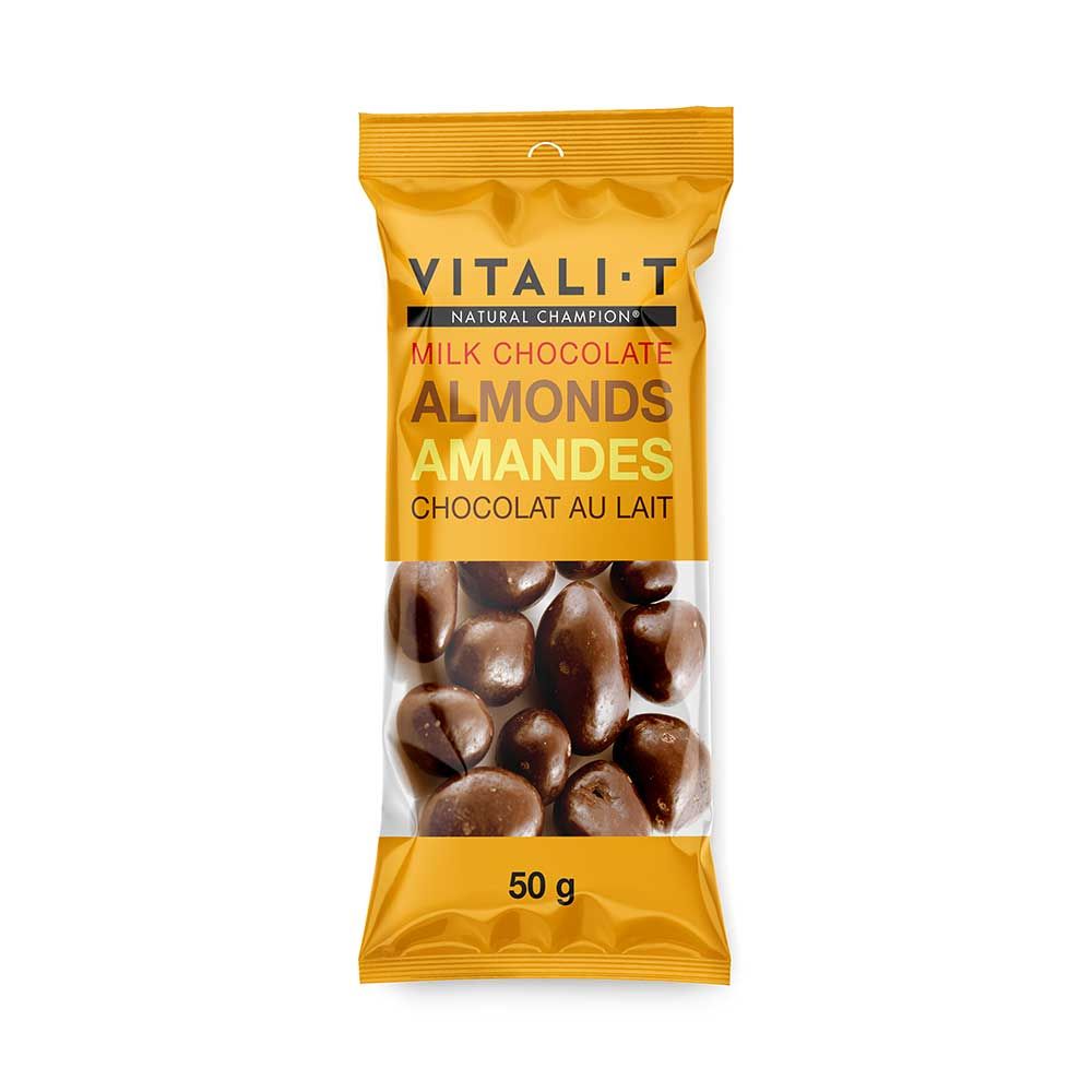 Vitali-t Natural Champion Milk Chocolate Almonds, 50 G -- 15 Per Case