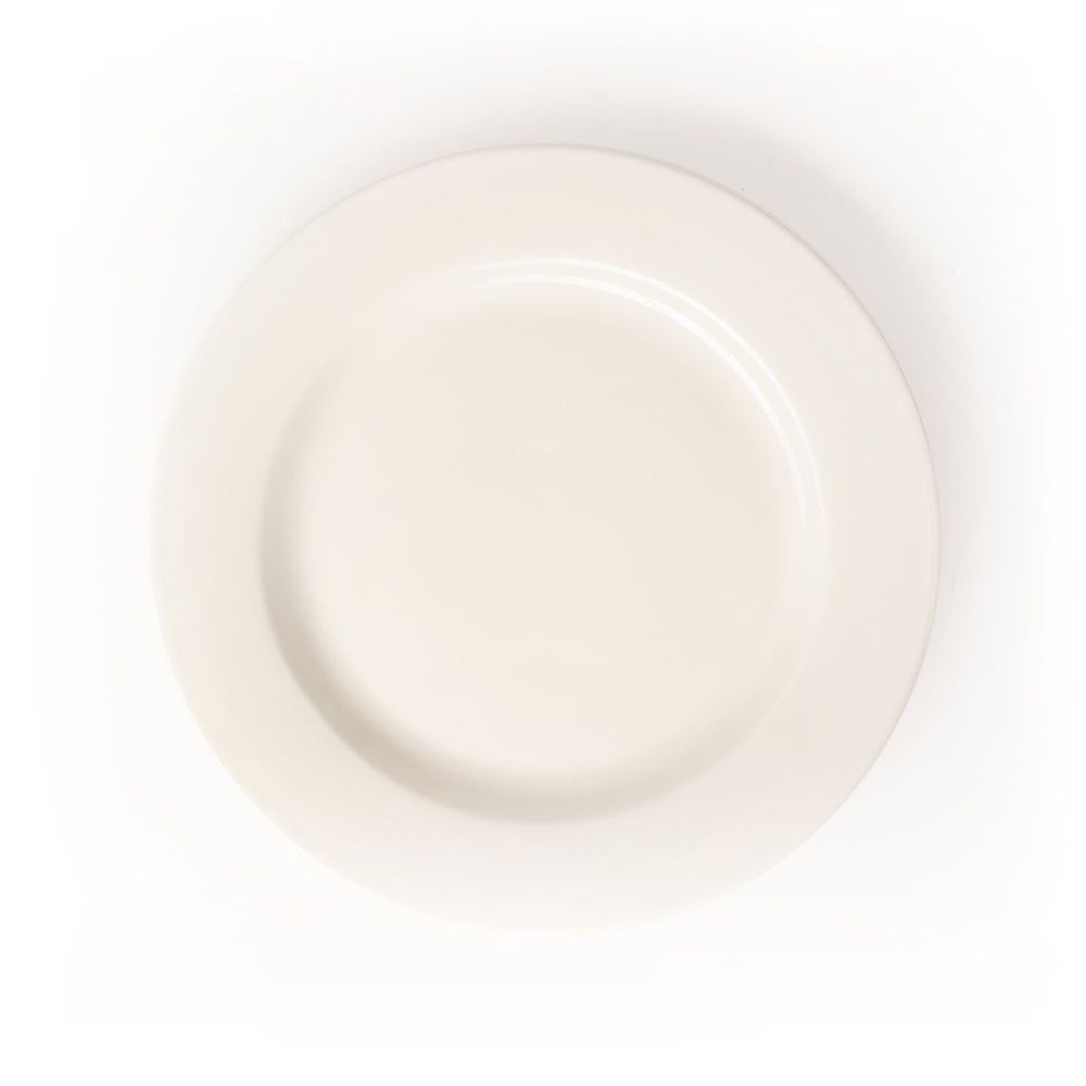 Palm White Porcelain Dinner Plate With Wide Rim, 9.75 In -- 24 Per Case