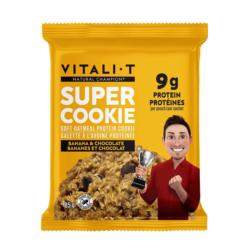 Vitali-t Natural Champion Banana And Chocolate Oatmeal Cookie, 85 G -- 12 Per Case
