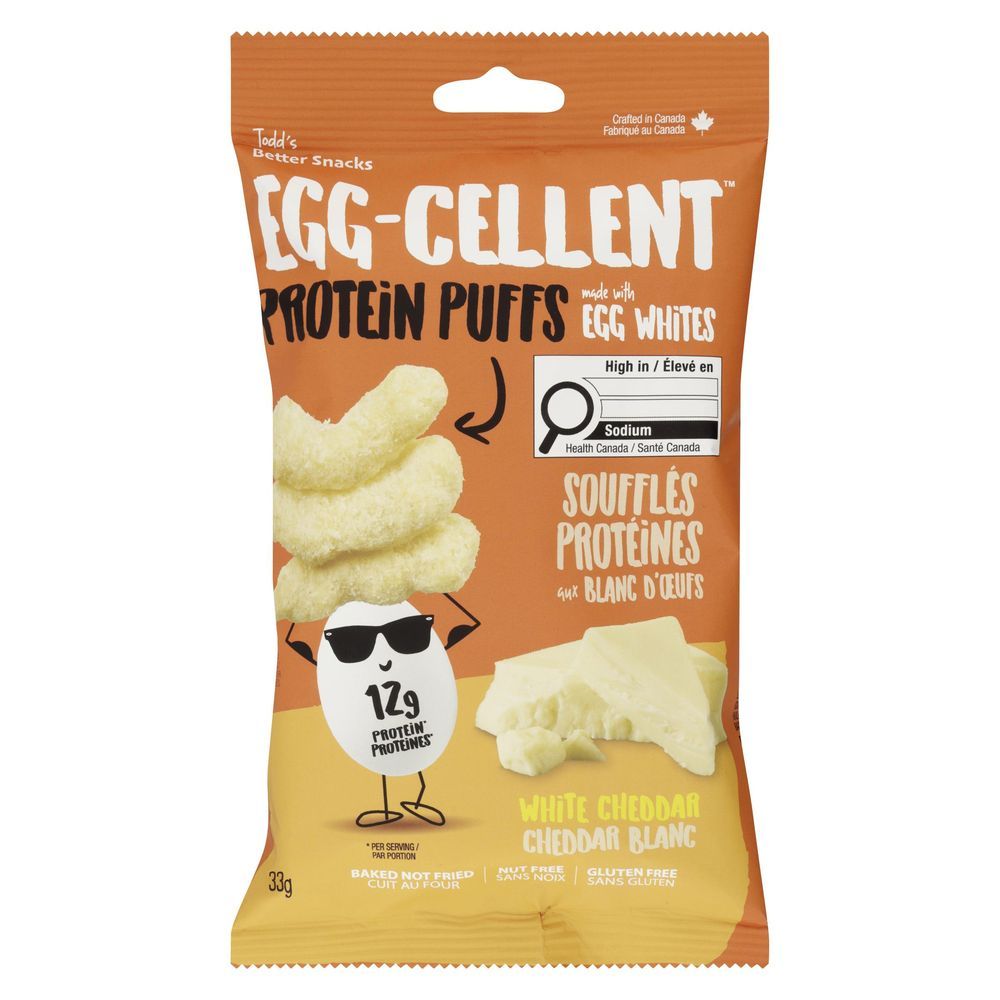 Todd's Sharp And Creamy White Cheddar Egg-cellent Protein Puffs, 33 G