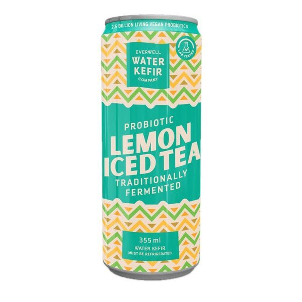 Everwell Water Kefir Lemon Iced Tea Sparkling Probiotic Soda, 355 Ml -- 12 Per Case