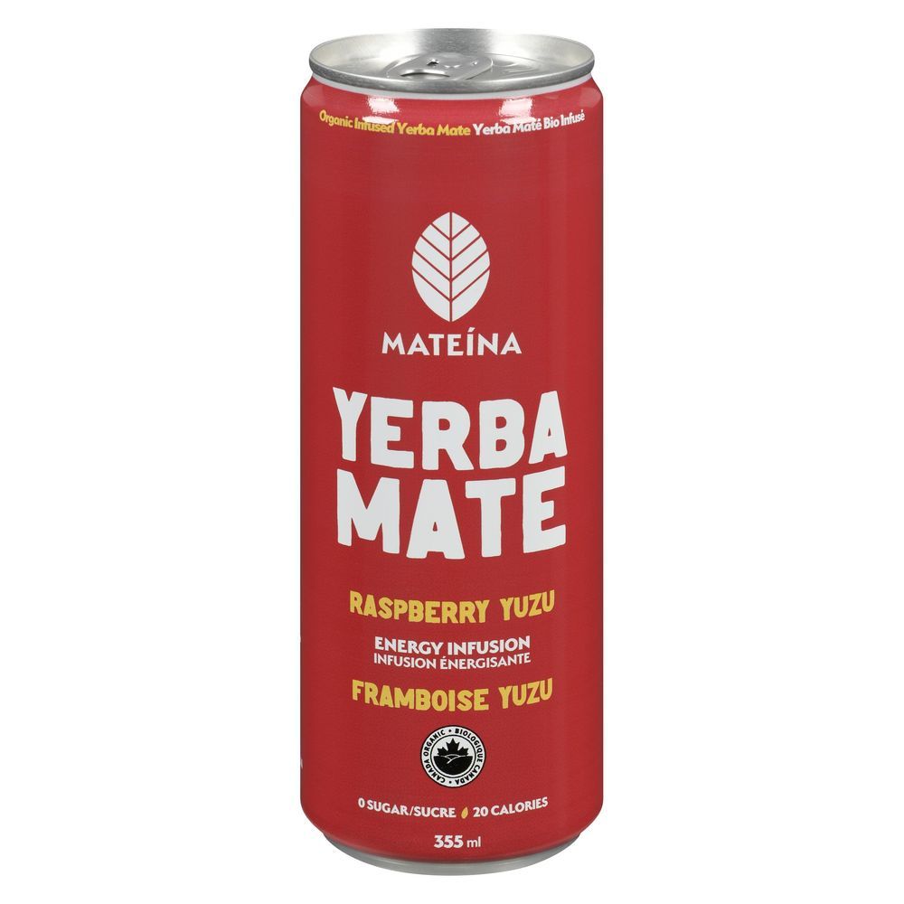 Mateina Organic Raspberry Yuzu Energy Infusion Yerba Mate, 355 Ml