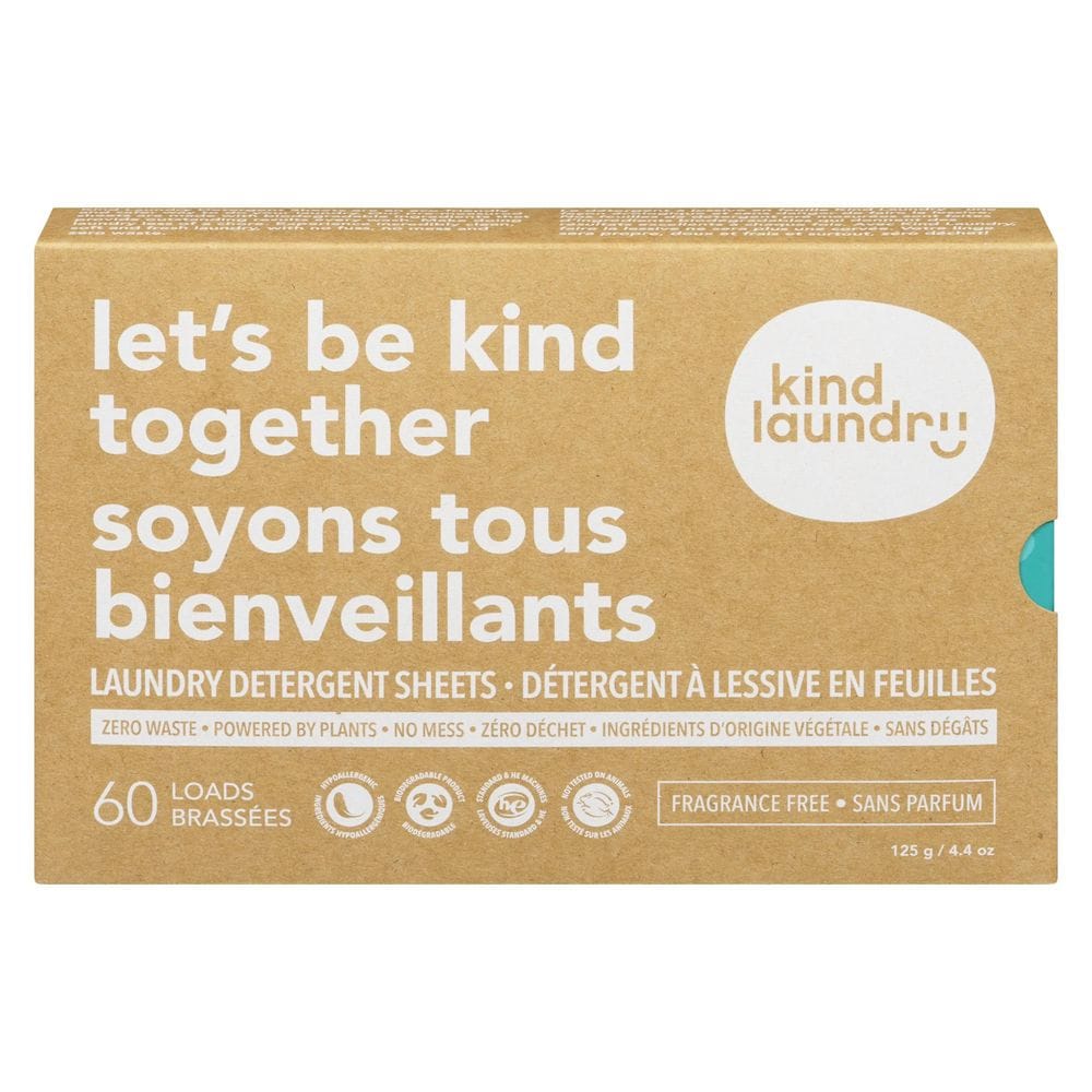 Kind Laundry Fragrance Free Laundry Detergent Sheets, 125 G -- 10 Per Case