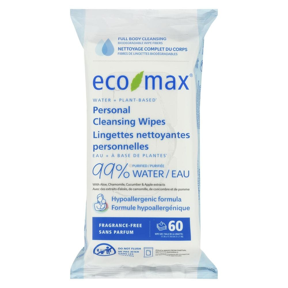 Eco-max Fragrance-free Personal Cleansing Wipes, 60 Count -- 4 Per Case