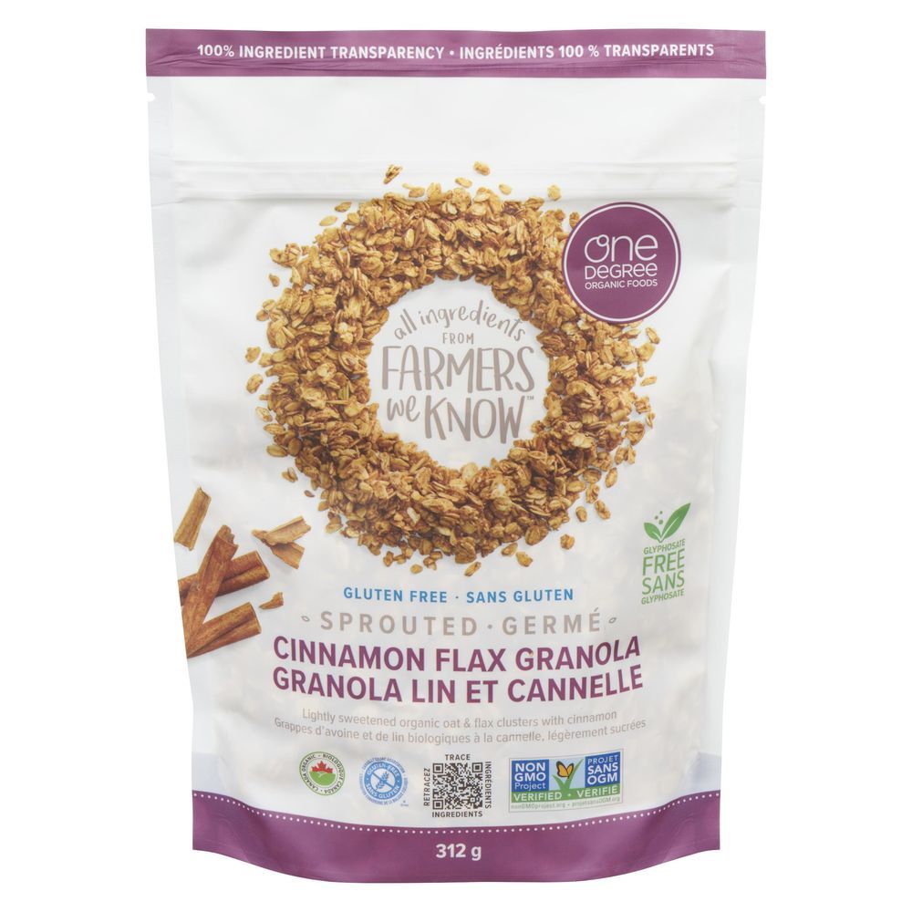 One Degree Organic Gluten Free Sprouted Oat Cinnamon Flax Granola, 312 G