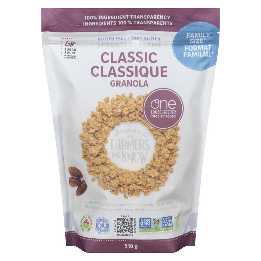 One Degree Organic Gluten Free Sprouted Classic Granola, 510 G