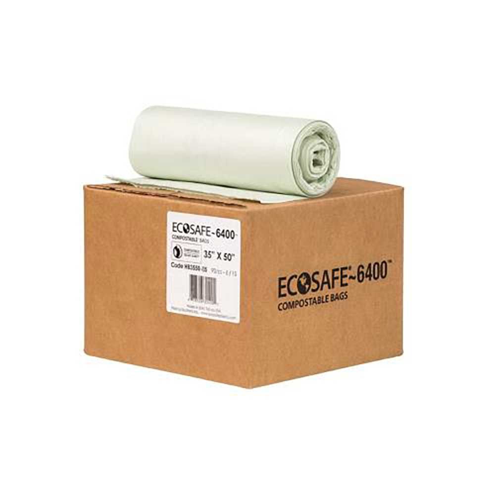 Ecosafe-6400 Sac/doublure Compostable Vert Transparent, 33 X 39 Po -- 135 Par Caisse