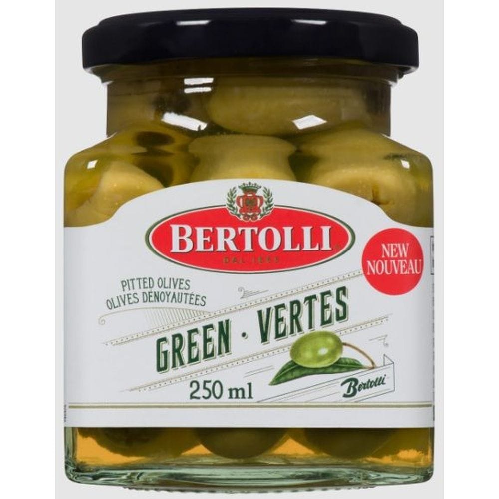 Bertolli Green Pitted Olives, 250 Ml -- 6 Per Case