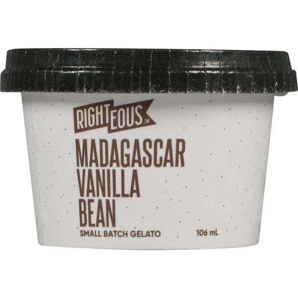 Righteous Madagascar Vanilla Bean Small Batch Gelato, 106 Ml -- 24 Per Case