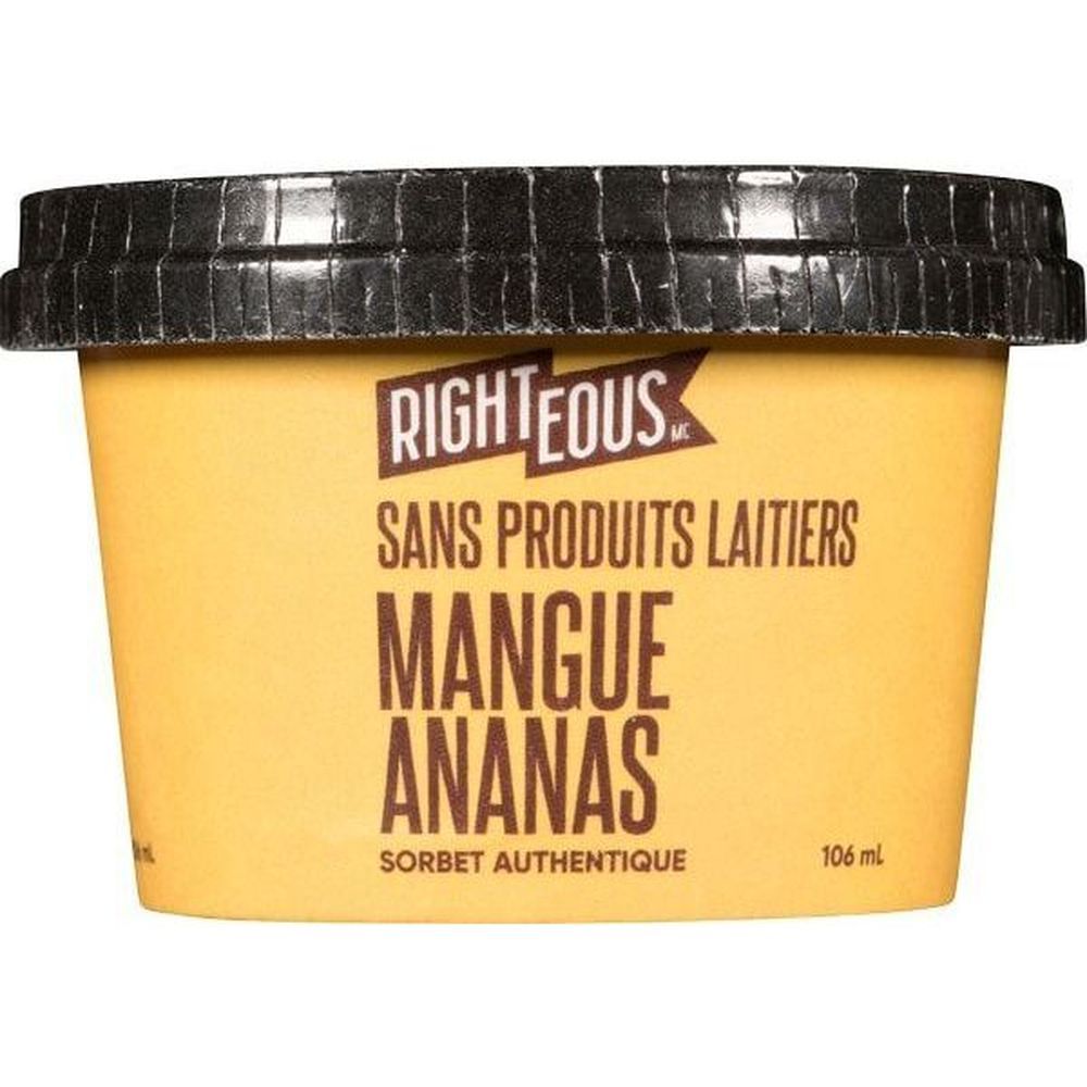 Righteous Dairy Free Mango Pineapple Small Batch Sorbetto, 106 Ml -- 24 Per Case